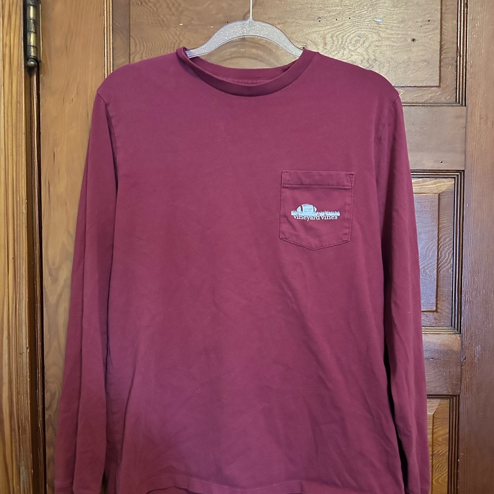 Vineyard Vines Men's Burgundy Long Sleeve Tee